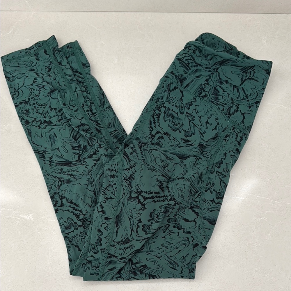 Zella Green and Black Textured Leggings